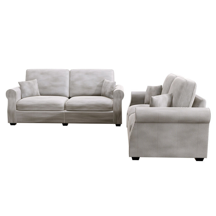 Contemporary 2 Piece Sofa Set With Matching Pillows