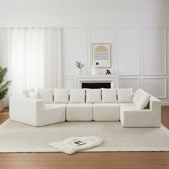 L - Shaped Modular Sofa With Deep Seat And 11 Pillows