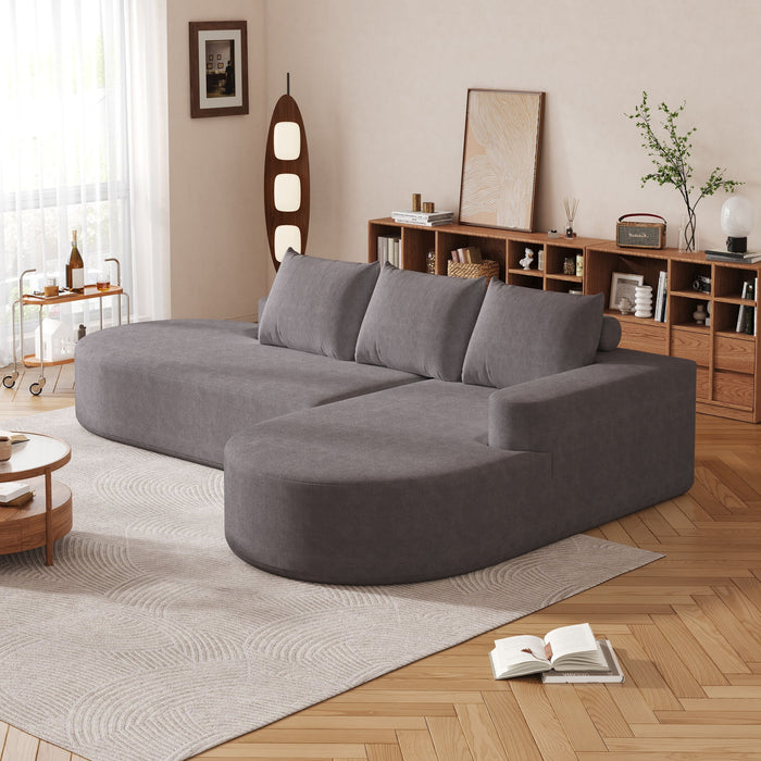 Modern Curved Sofa, L-Shaped Modular Sectional Set With 3 Pillows