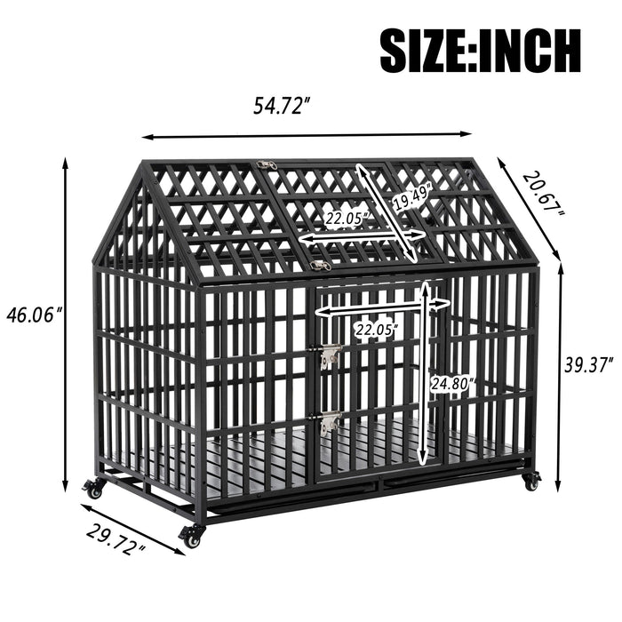 Heavy Duty Dog Crate Lockable Wheels