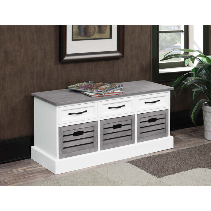 3 Drawer Storage Bench With Removable Baskets - Gray