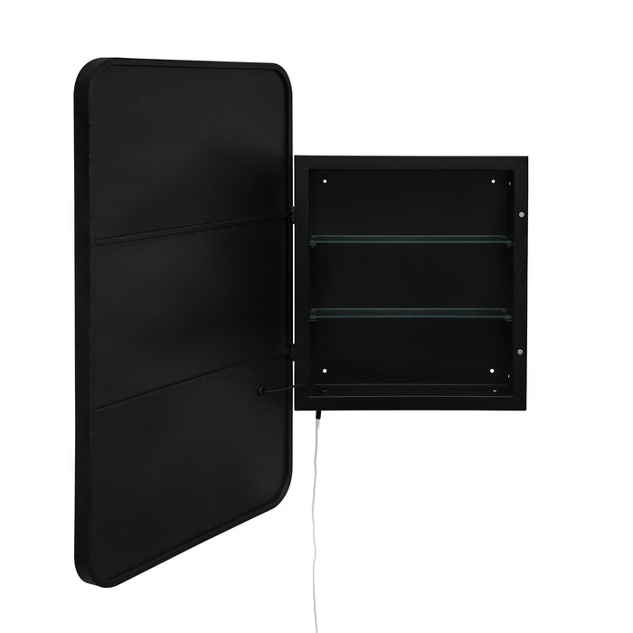 Rectangle Medicine Cabinet Mirror Bathroom Mirror With Storage Wall Mounted Medicine Mirror Cabinet With LED - Black