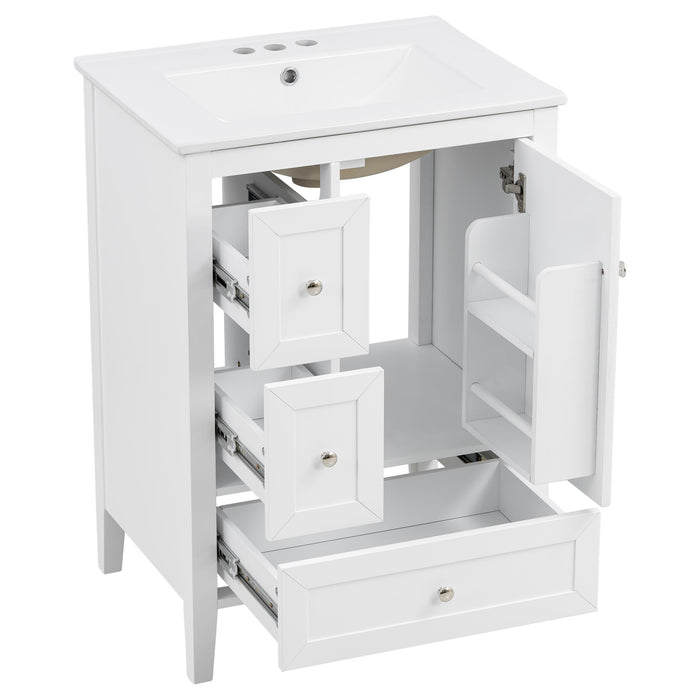 Modern Bathroom Vanity With Sink, Soft Close Drawers & Door, Storage Rack