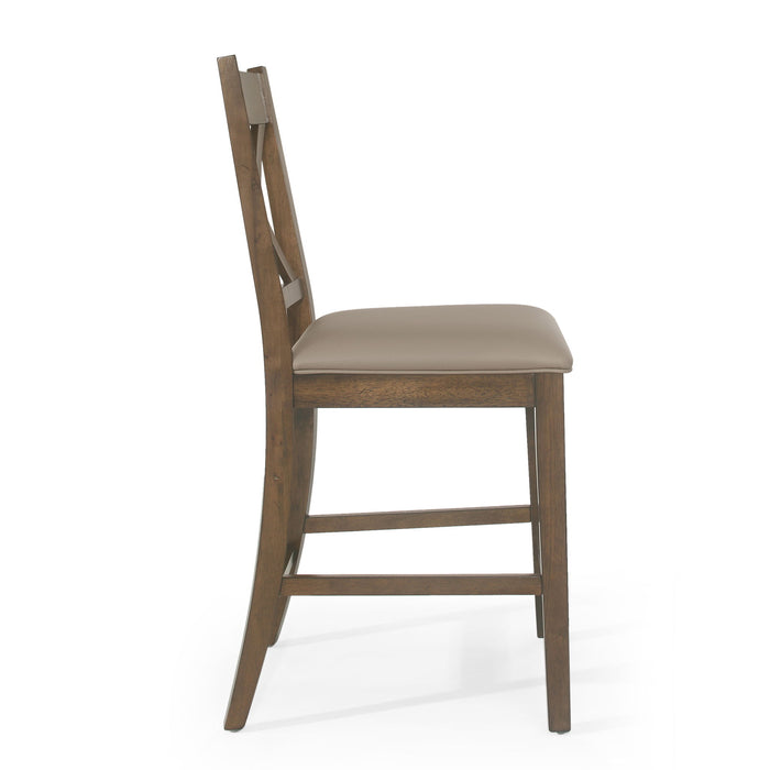 Farmhouse Style Counter Height Chair With Upholstered Seat