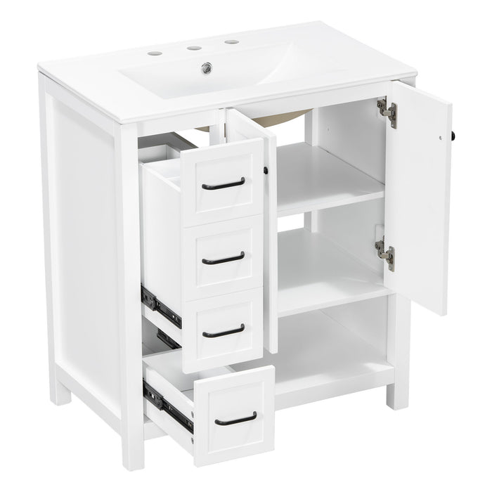 Bathroom Vanity With Sink Top, Bathroom Vanity Cabinet With 2 Doors And 2 Drawers, Open Shelf