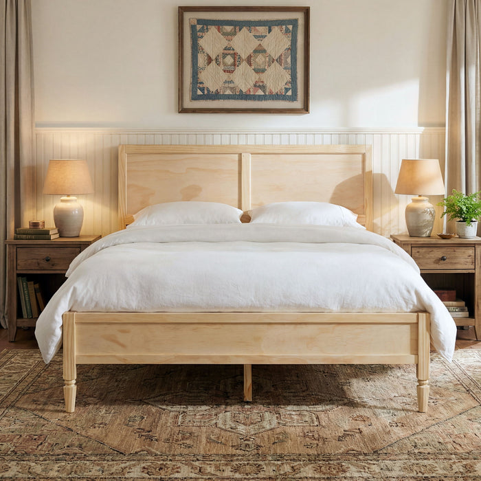 Classic Platform Bed Frame With Panel Headboard