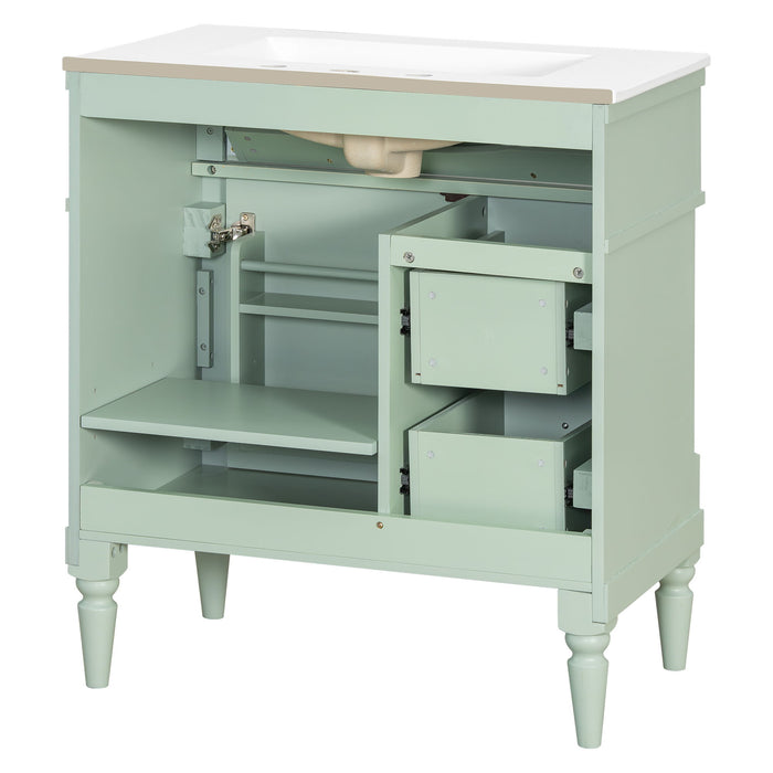 Modern Bathroom Vanity With Sink, Freestanding Cabinet With Flip Drawer & Adjustable Shelf