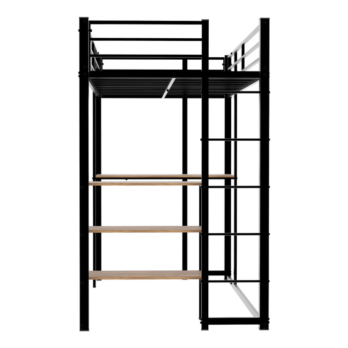 Bunk Bed With L-Shaped Desk And Dual Side Stairs