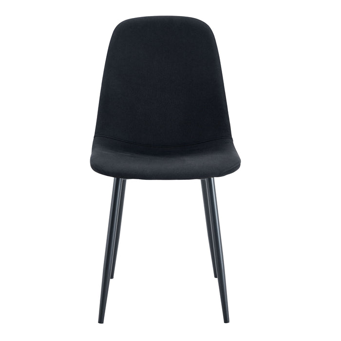 Modern Medieval Style Cushioned Side Chairs Set With Black Metal Legs For Kitchens