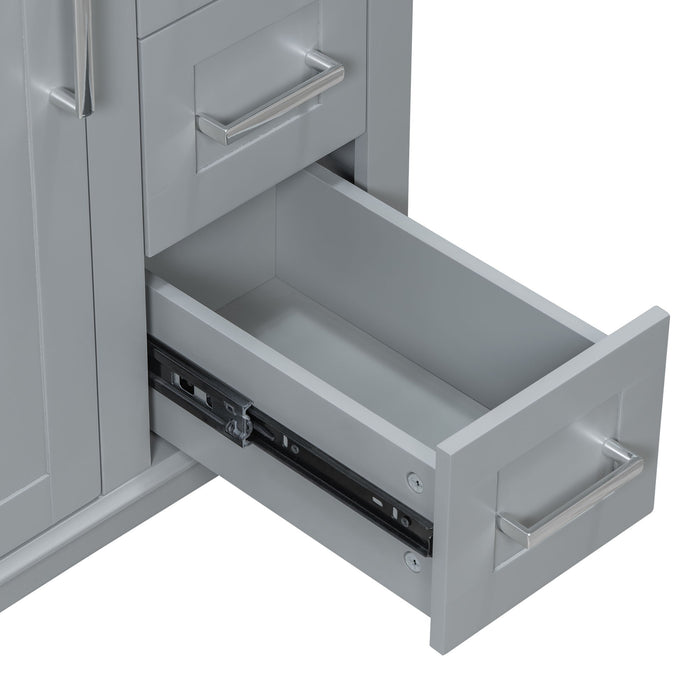 Modern Bathroom Vanity With Sink, Flip Drawer & 3 Drawers, Soft Close Hinges, Adjustable Shelf