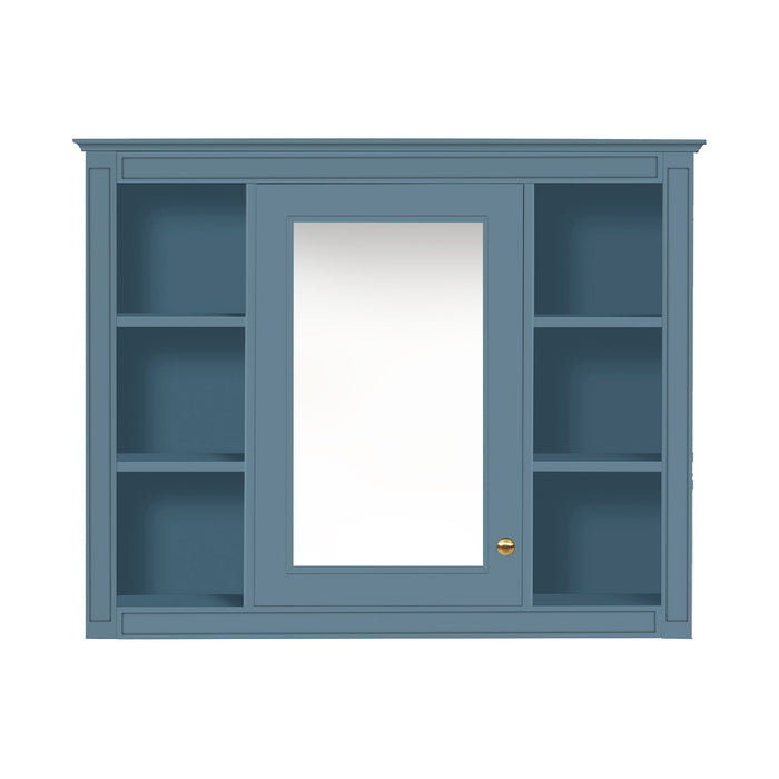 Wall Mounted Medicine Cabinet With Mirror, Storage Cabinet Featuring 6 Open Shelves And Adjustable Interior