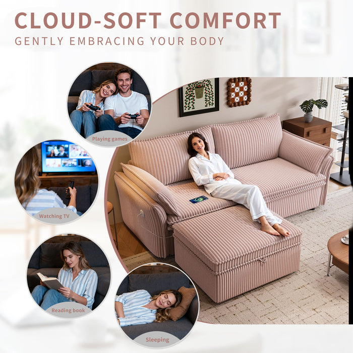 2 In 1 Convertible Sofa Bed, Multi Functional Living Room Furniture
