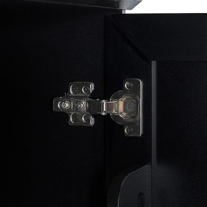 Freestanding Bathroom Storage Cabinet With Adjustable Shelves And Side Hooks Board, Rectangle Design