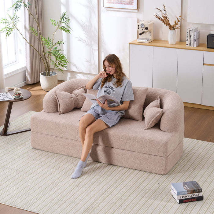 Foldable Sofa Bed, Boneless Couch Convertible Sleeper With 4 Pillows