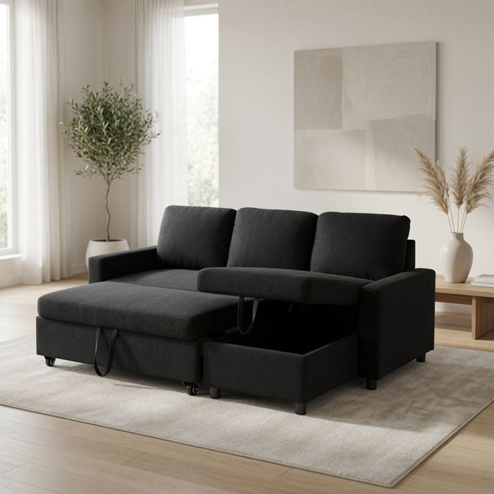 L - Shaped Convertible Sofa Bed With Storage Chaise
