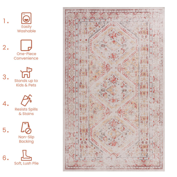 Maval - 8' X 10' Washable Area Rug - Beige