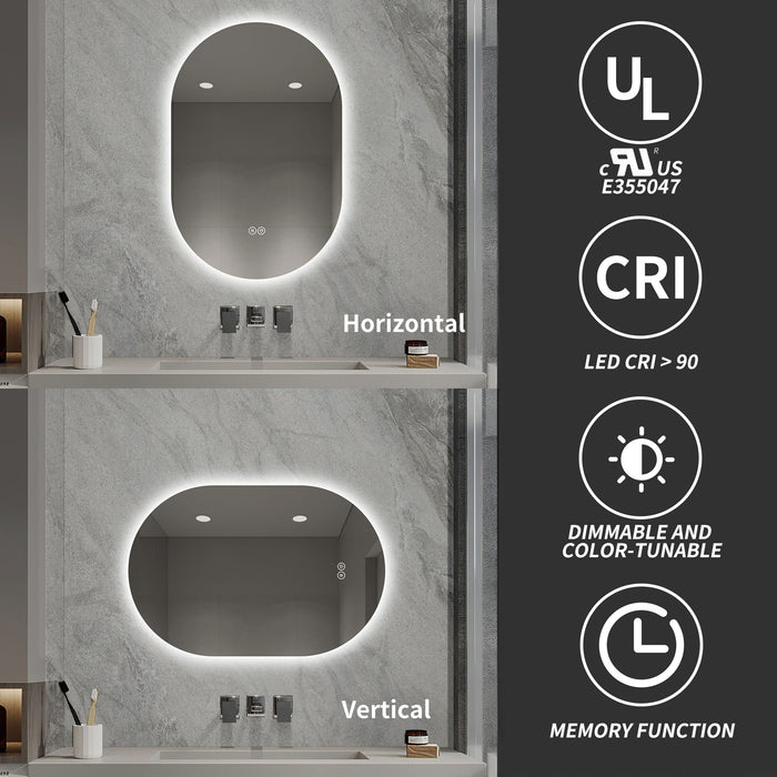 Smart Wall Mounted LED Touch Screen Mirror With Anti-Fog Function And Adjustable Lighting