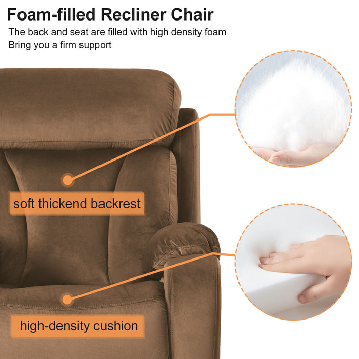 Lift Chair Recliner Power Remote Control Recliner Sofa Relax Soft Chair Anti - Skid Australia Cashmere Fabric Furniture Living Room - Brown