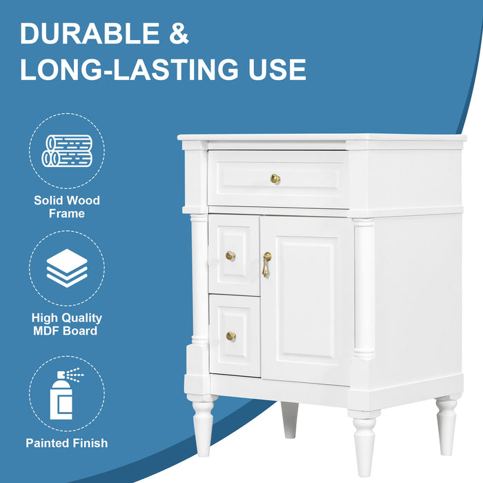 Freestanding Bathroom Vanity With Sink, Adjustable Shelf & Flip Drawer