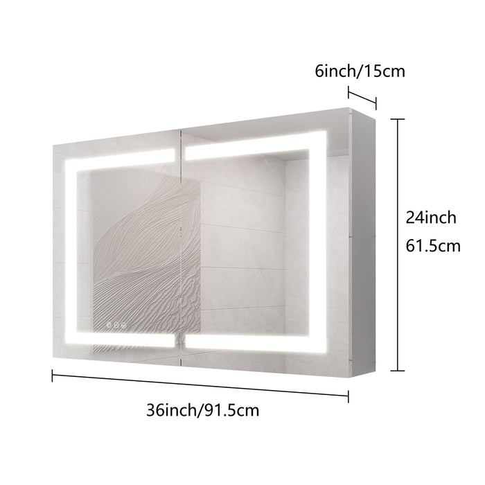 Medicine Cabinet With LED Vanity Mirror, Anti-Fog, Waterproof, Dimmable With Touch Switch
