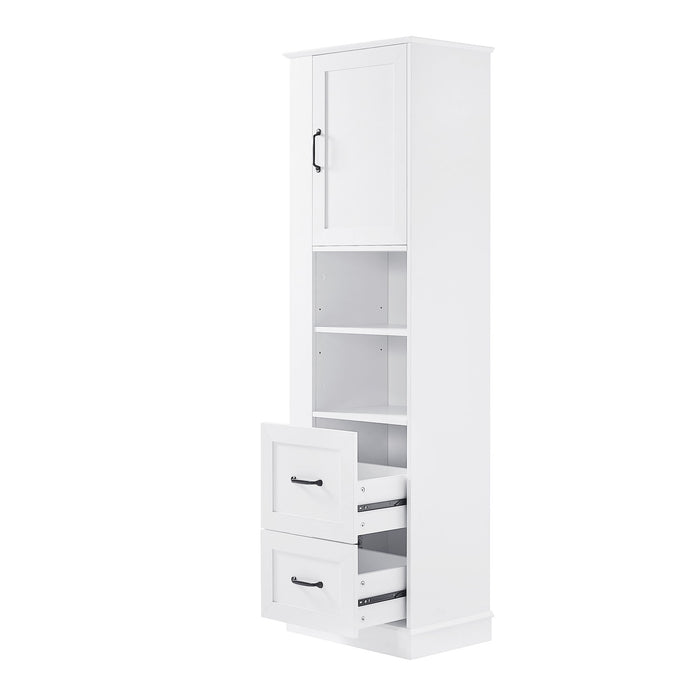 Freestanding Bathroom Storage Cabinet With Adjustable Shelves And Side Hooks Board, Rectangle Design