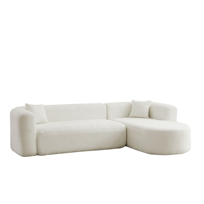 L - Shape Boneless Cloud Couch With 2 Throw Pillows For Living Room
