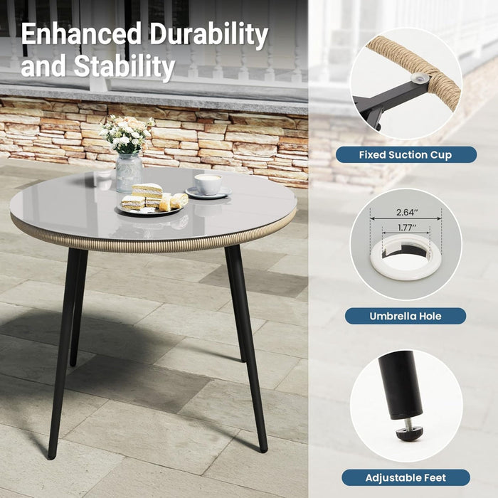 5 Piece Twisted Rattan Patio Dining Set With Table