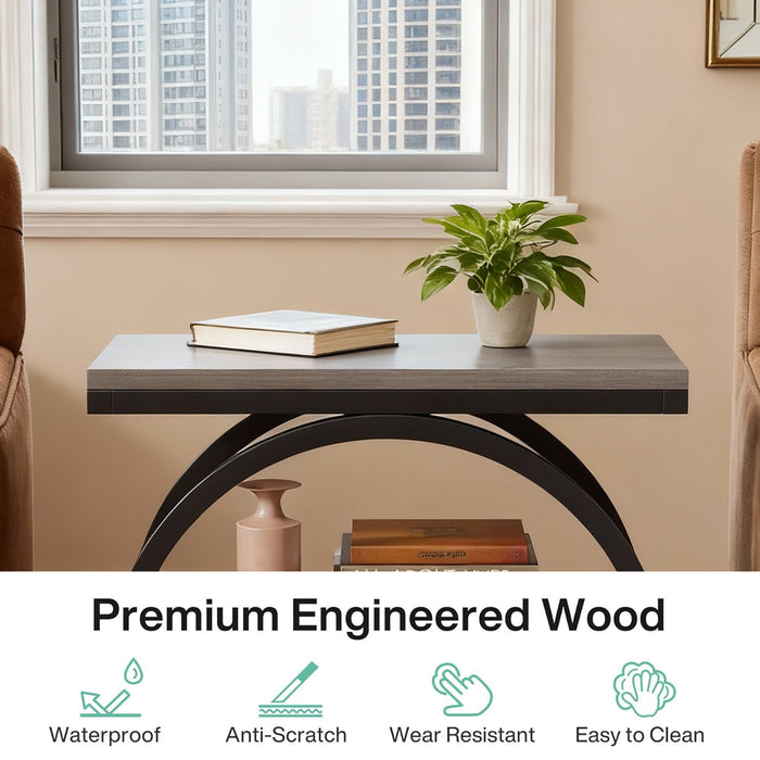 Industrial Narrow End Table With 3 Shelves