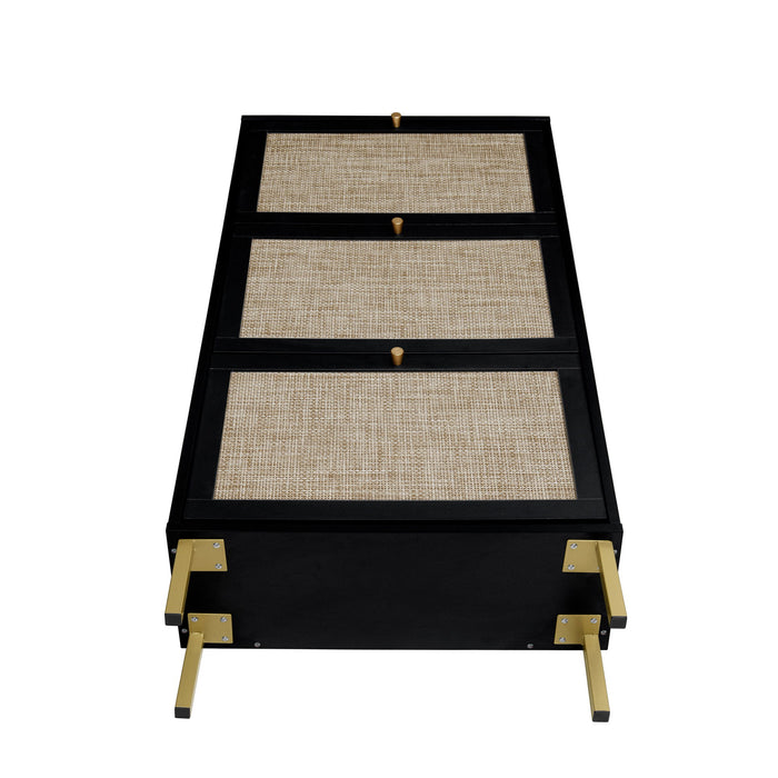 Modern Rattan 3 Door Shoe Rack Cabinet For Entryway