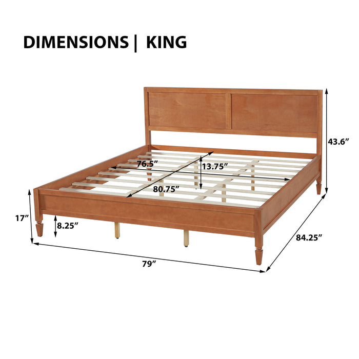 Classic Platform Bed Frame With Panel Headboard
