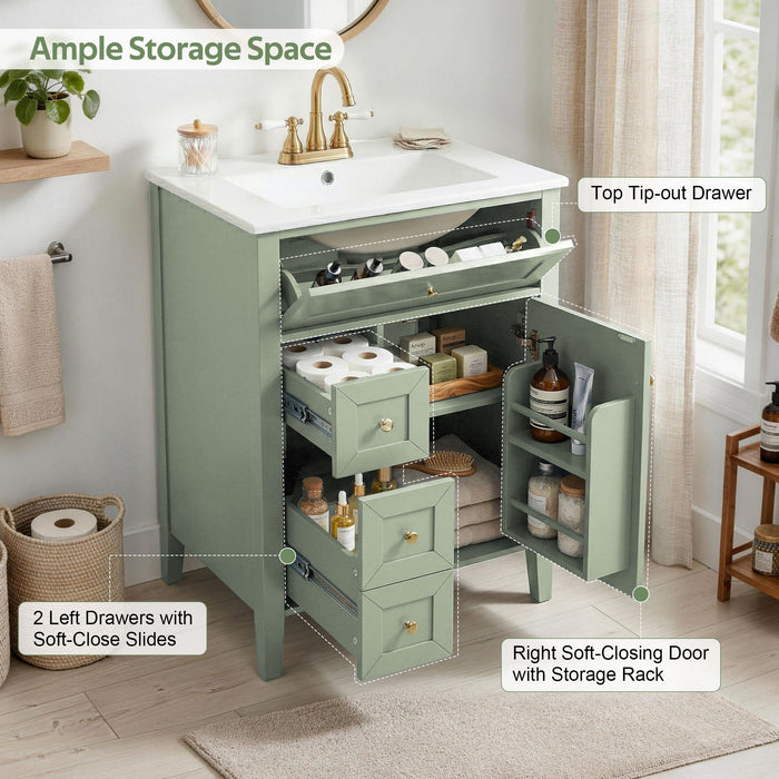 Bathroom Vanity With Sink, Soft Closing Cabinet