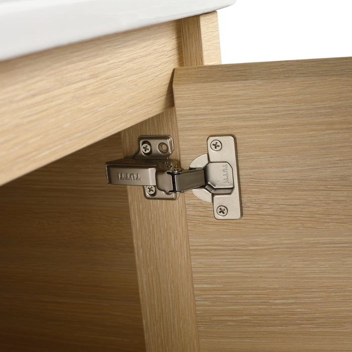 Wall Mounted Bathroom Vanity With Sink, Storage Shelves & Soft Close Door