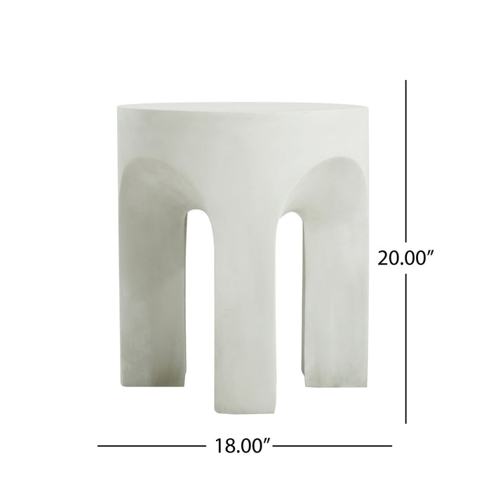 Outdoor Round Top Side Table / End Table, Living Room Accent Table - Antique White