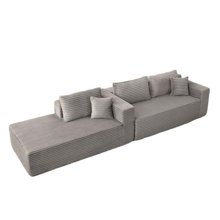 Compression Sectional Couch With Comfy Chaise, Boneless L Shape Sofa With Deep Seat
