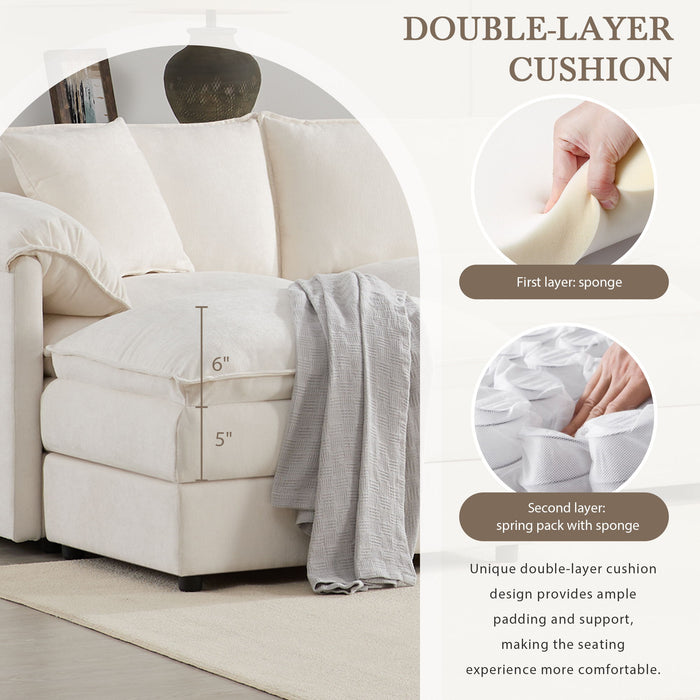 Modular Sectional With Deep And Wide Seat, Cloud Couch Set With Double Cushions Sofa With Movable Ottoman