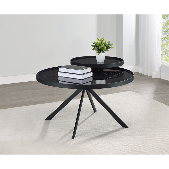 Shayne - Round Top Coffee Table With 2 Tier Design