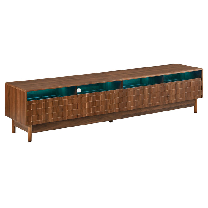 TV Stand With LED Lights And Glass Drawers For Living Room - Walnut