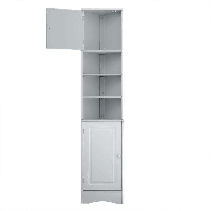 Multi Functional Corner Cabinet With Adjustable Shelves And 2 Doors