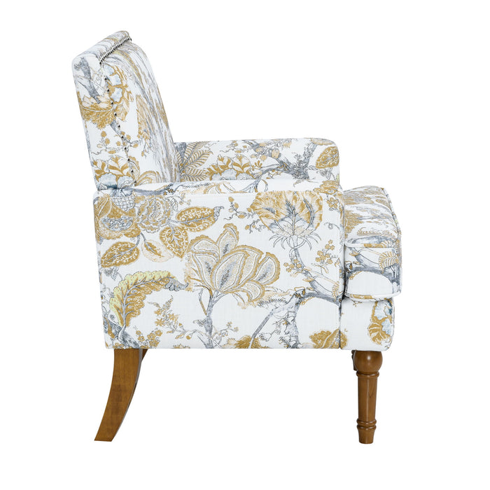 Floral Accent Armchair With Nailhead Trim