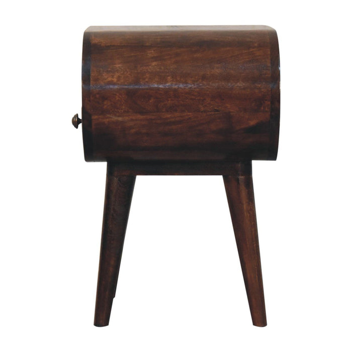 Circular Bedside Table With Open Slot - Walnut