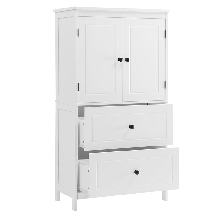 Bathroom Storage Cabinet With 2 Doors And Drawers, Adjustable Shelf