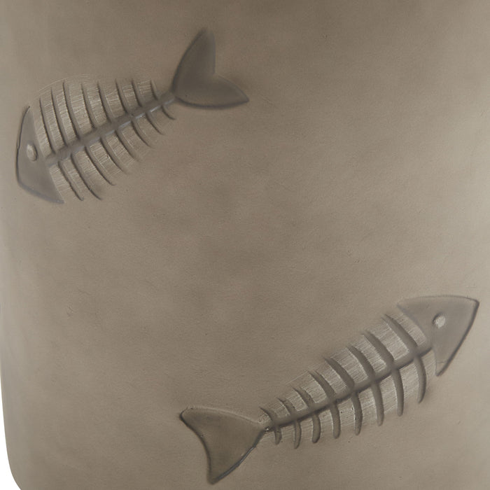 Rustic Magnesium Oxide Side Table With Fish Pattern Design - Gray