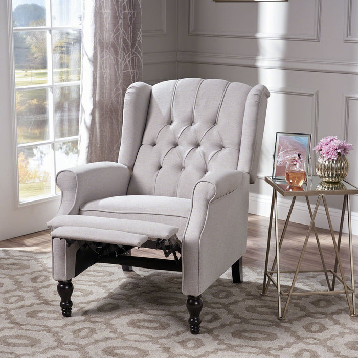 Armchair Recliner With Pushback Mechanism And Wingback Design