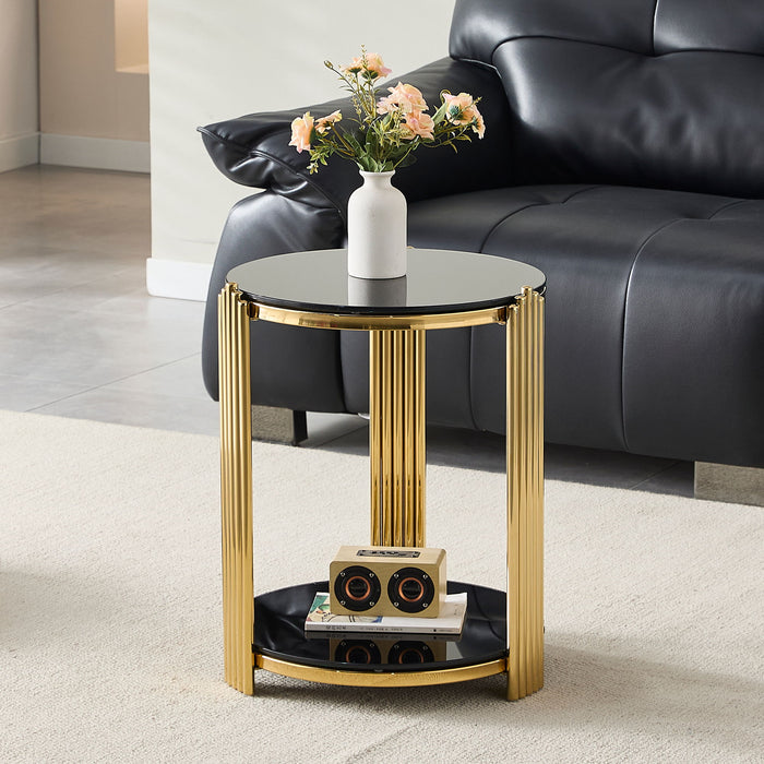 Round Table With Double Layer Storage