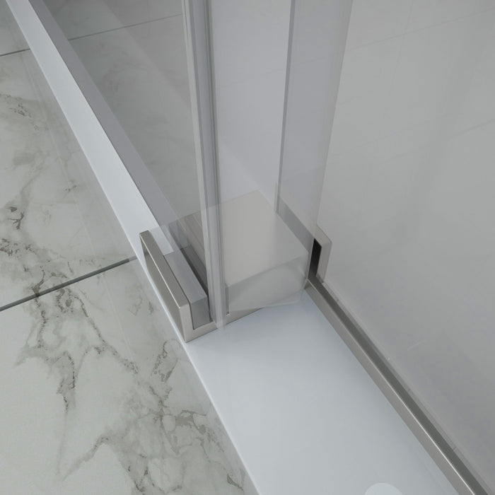 Single Sliding Bypass Shower Door Enclosure With Tempered Glass