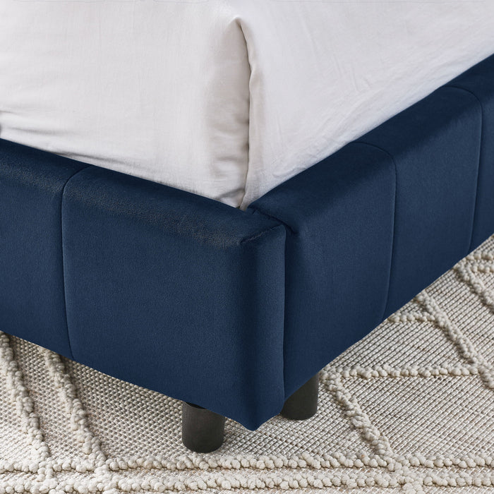 Mid-Century Storage Upholstered Tufted Bed Frame With Backrest And Armrests