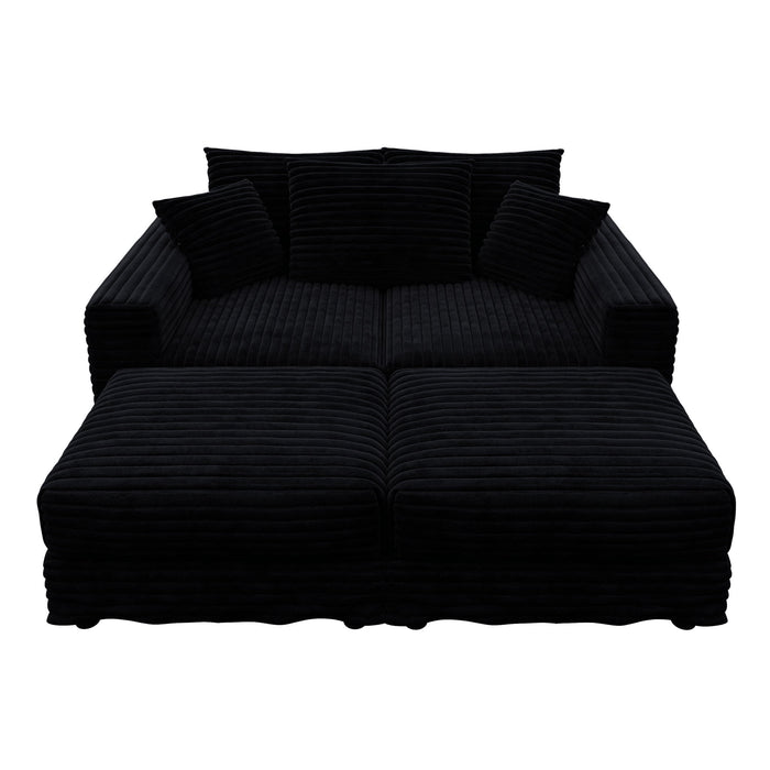 Convertible Deep Seat Sofa With Soft Pillows And Ottomans