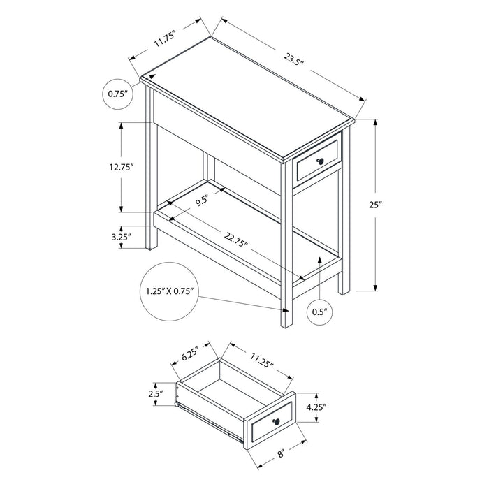 Accent End Table, 2 Tier, Storage Drawer, Transitional - Walnut