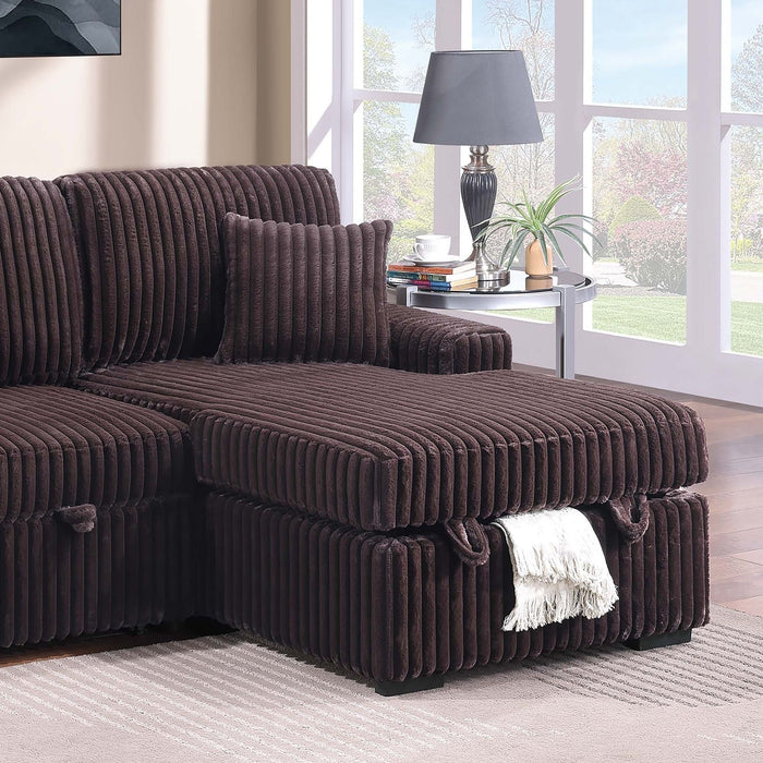 Convertible Sectional Upholstered Sleeper Sofa With Storage Chaise