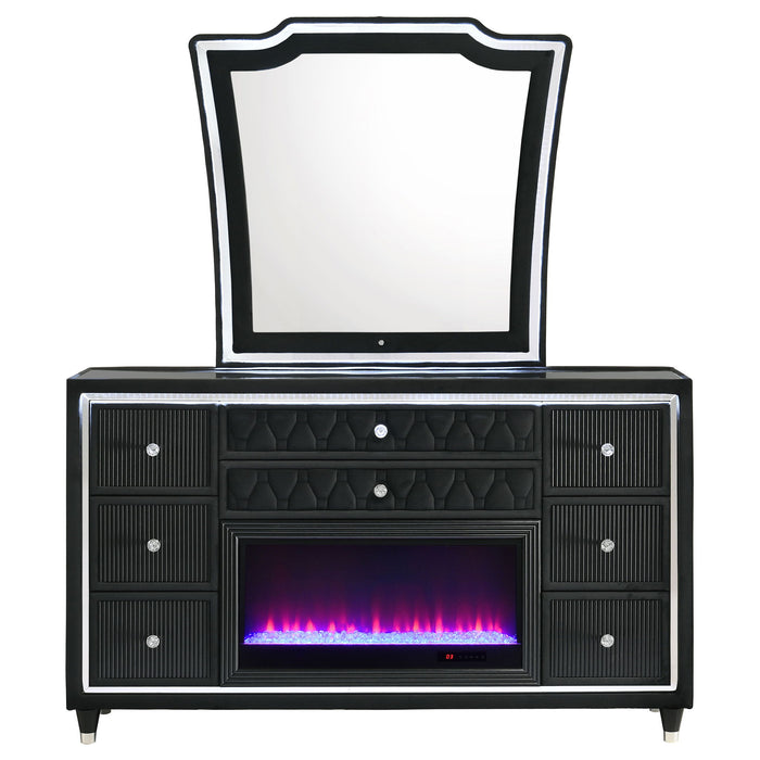 Mika - 8 Drawer LED Dresser And Mirror Set - Black